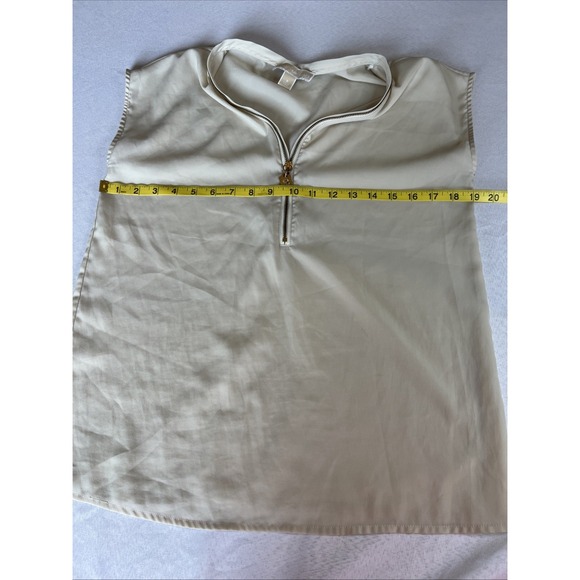 Michael Kors Sleeveless Shirt‎ Womens Small Ivory Top Tunic Sheer Front Zip - Picture 4 of 7
